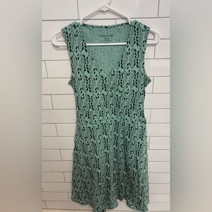 Toad&Co Cue Wrap Sleeveless Dress - green leaf print